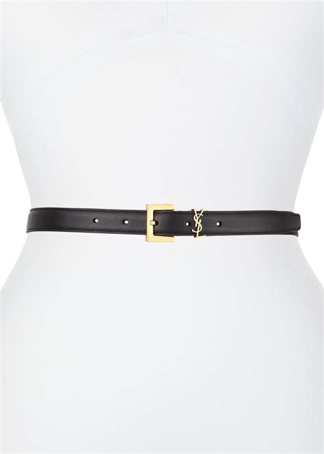 saint laurent golden ysl monogram leather belt western monka|SAINT LAURENT Monogramme leather belt .